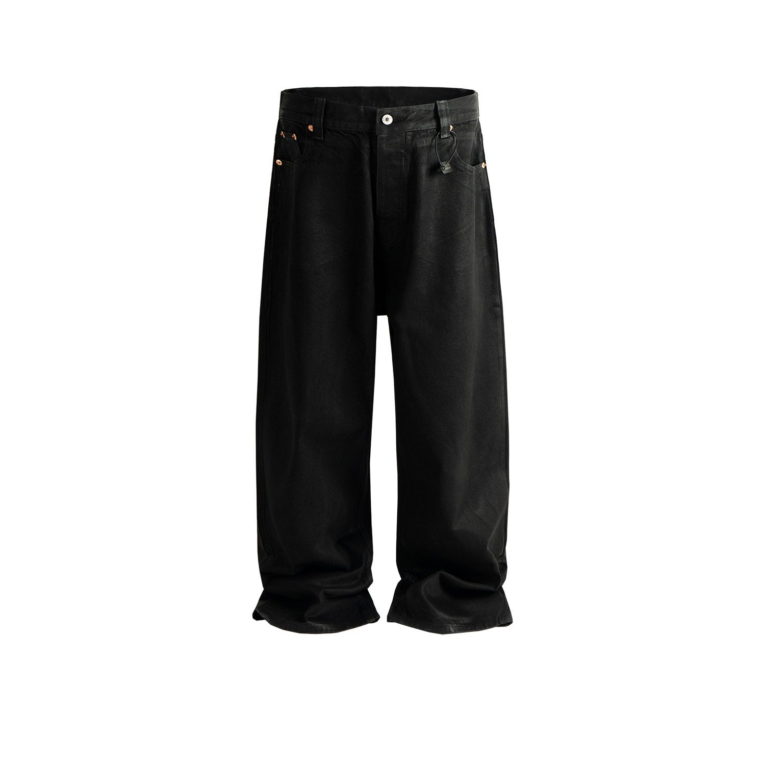 Ro Style Black Waxed Coated Straight Leg Jeans